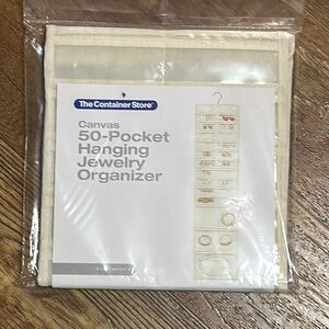 The Container Store Cream Canvas 50-Pocket Hanging Jewelry Organizer